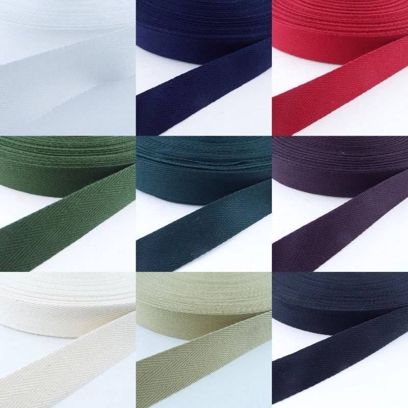 9 COLOUR 38mm Cotton Herringbone Twill Tape 1mm Thick Bag Handle Strap