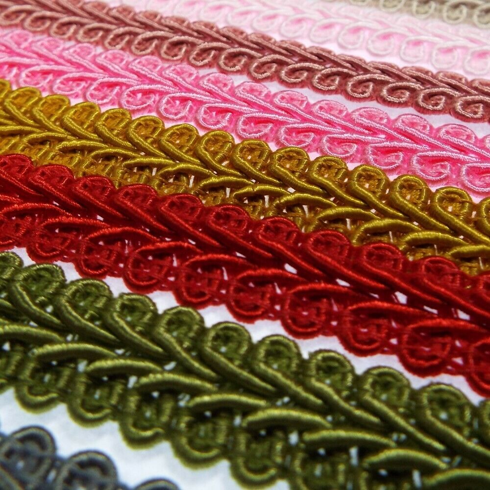 39 COLOUR Quality 15mm Double Scroll Gimp Braid Trim Edging Upholstery