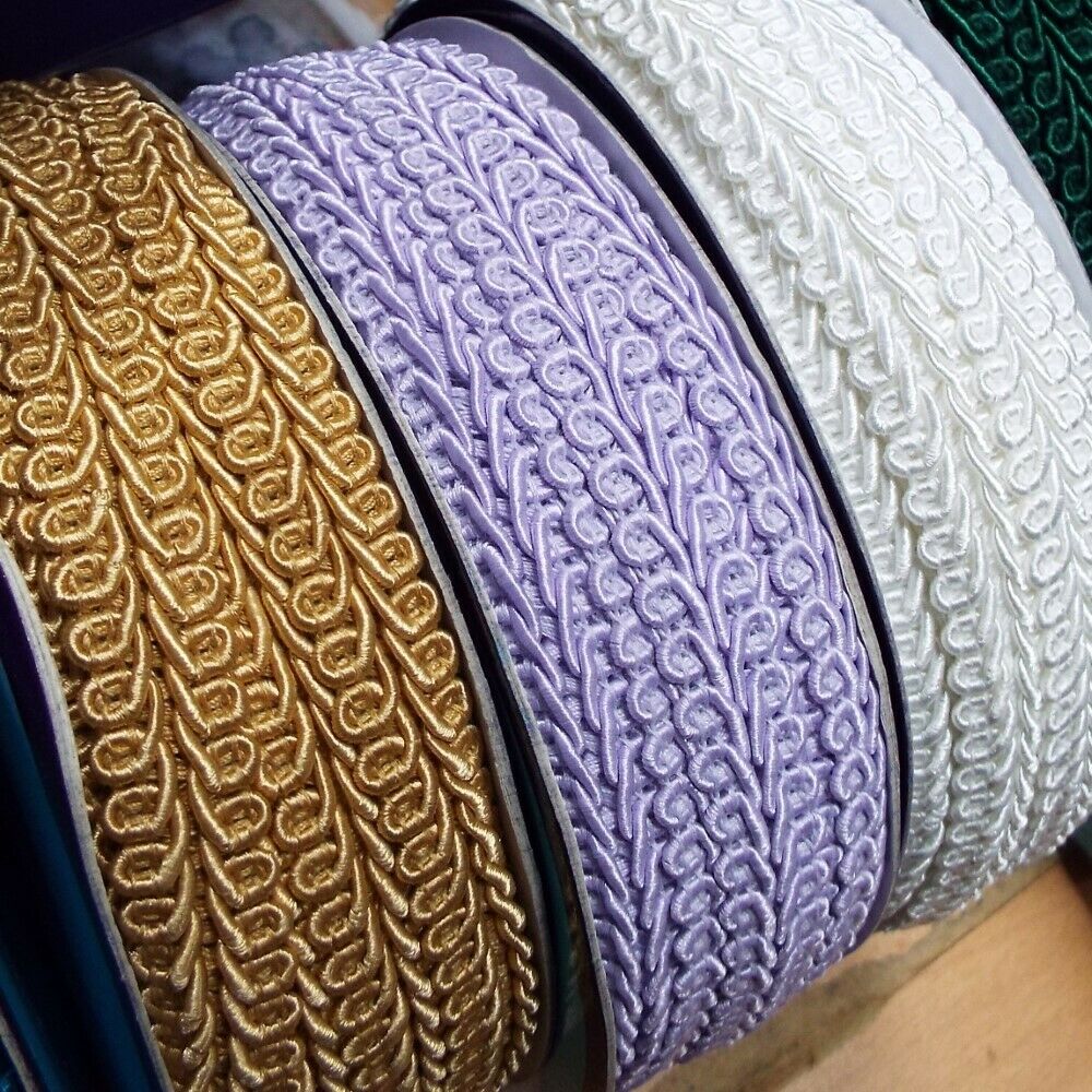 39 COLOUR Quality 15mm Double Scroll Gimp Braid Trim Edging Upholstery BUY 1 2 4