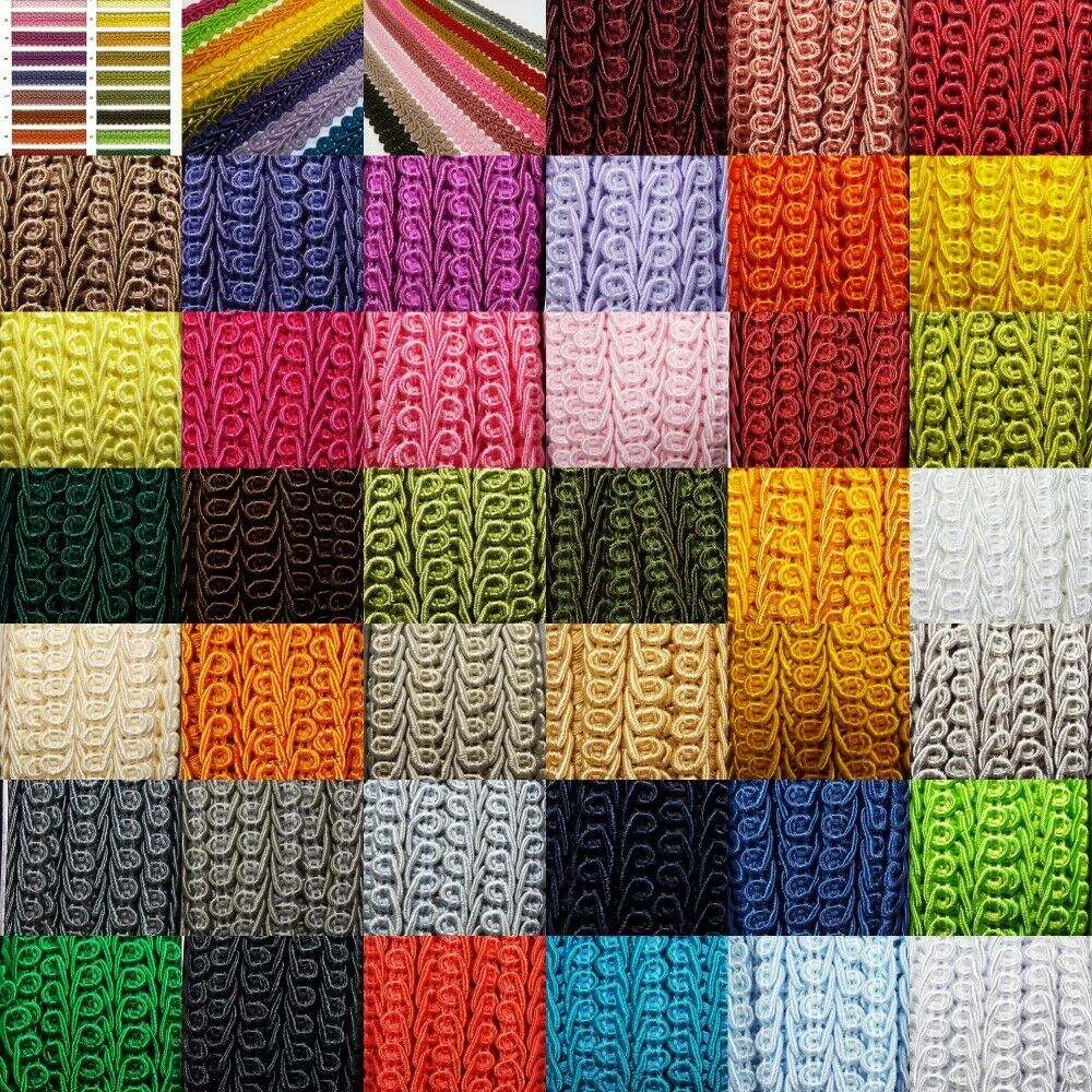 39 COLOUR Quality 15mm Double Scroll Gimp Braid Trim Edging Upholstery