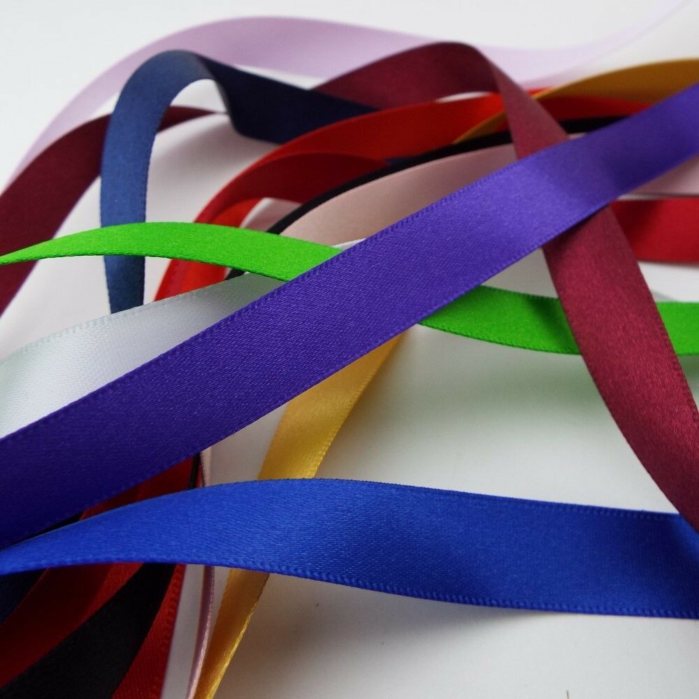 16 COLOUR Quality 3mm 5m Rolls Double Sided Satin Ribbon Thin Washable