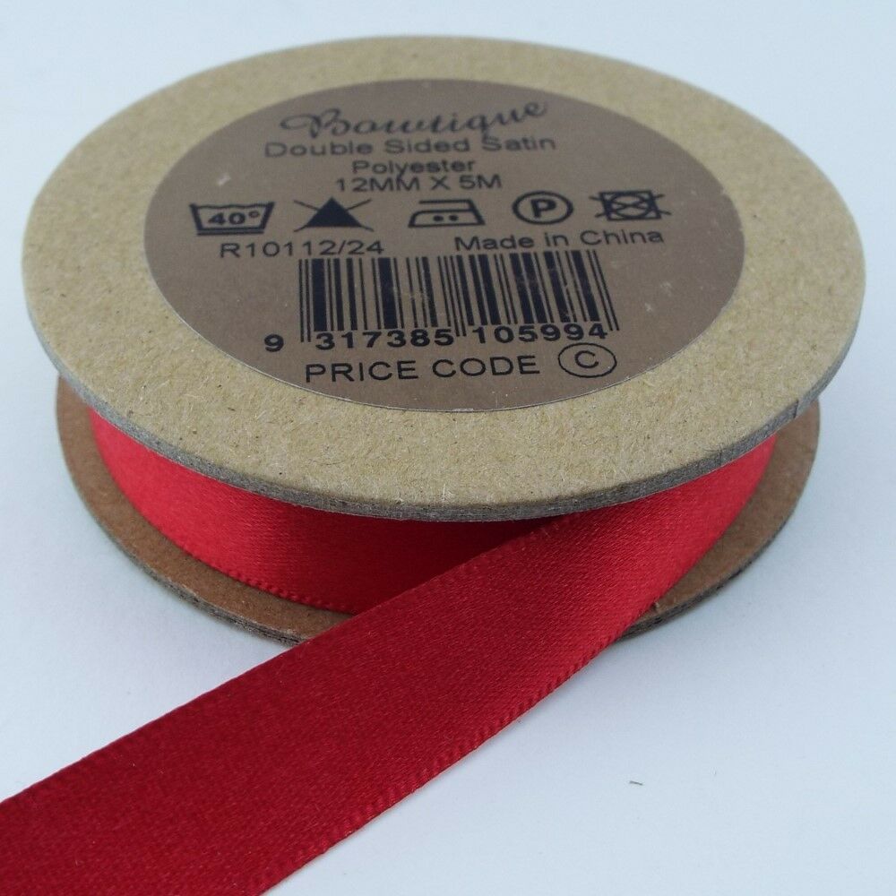 16 Colour Quality 3mm 5m Rolls Double Sided Satin Ribbon Thin Washable