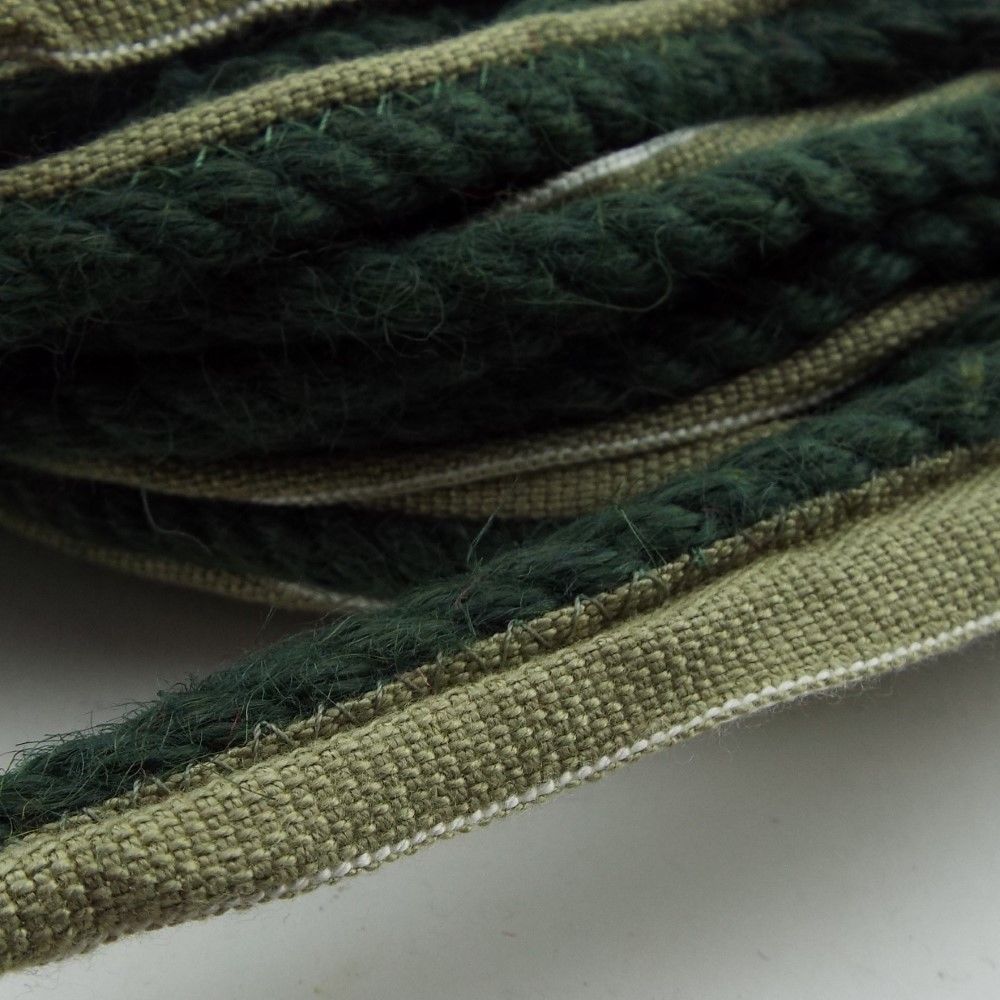 CLEARANCE Natural Dark Green 8mm Jute Piping Flange Cord Rope Vintage