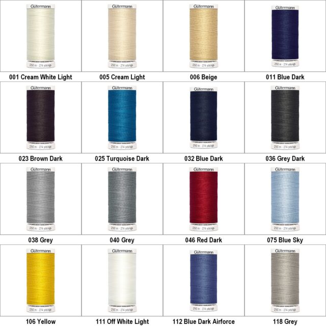 250m Polyester Sew All Thread Colors 001 to 369 Normal Sewing 1 or 2 Reel 542D
