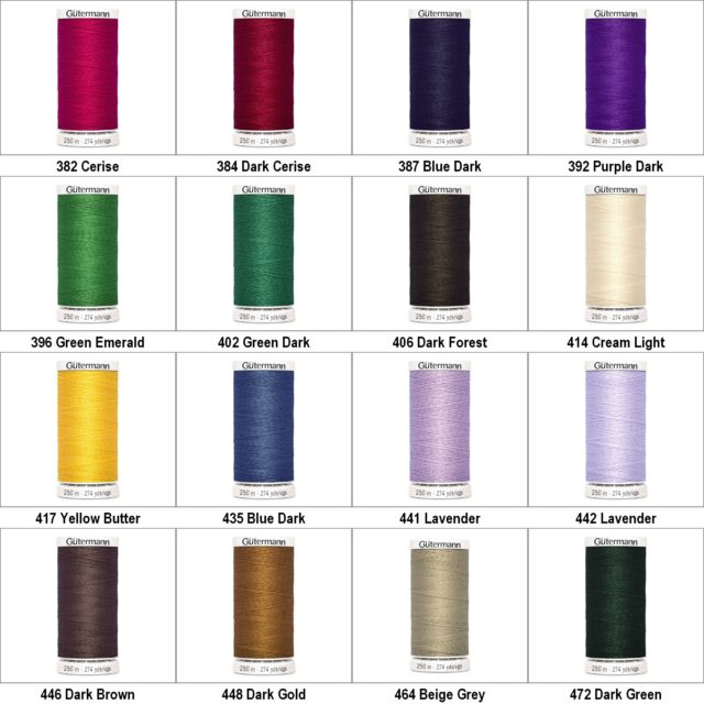 250m Polyester Sew All Thread Colors 382 to 982 Normal Sewing 1 or 2 Reel 542D