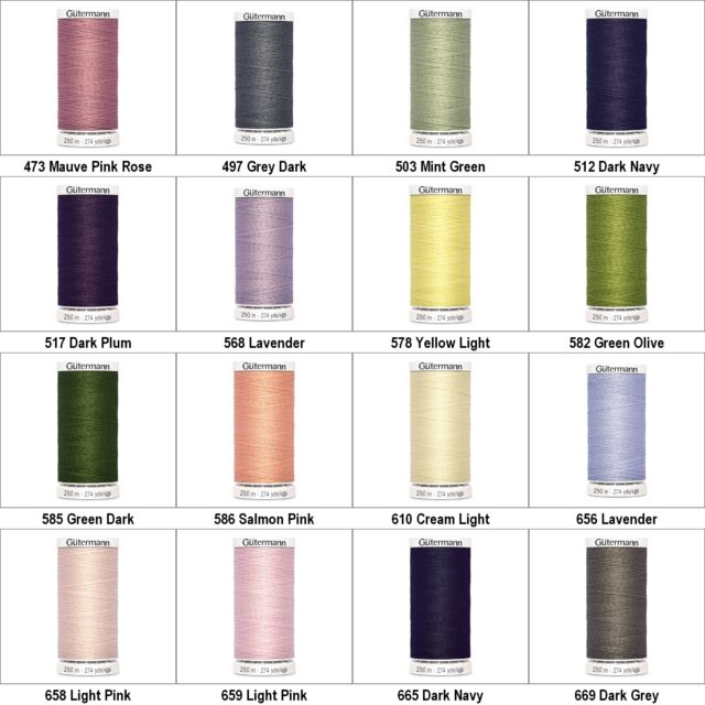 250m Polyester Sew All Thread Colors 382 to 982 Normal Sewing 1 or 2 Reel 542D