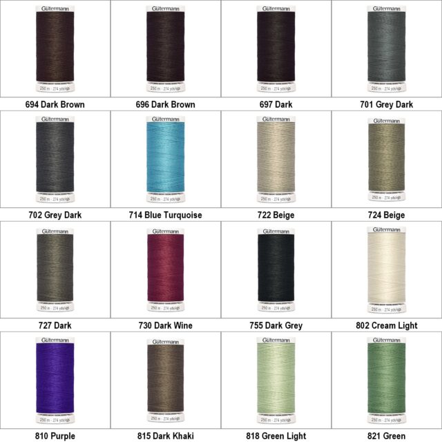 250m Polyester Sew All Thread Colors 382 to 982 Normal Sewing 1 or 2 Reel 542D