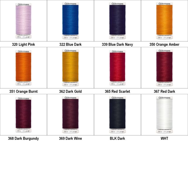 250m Polyester Sew All Thread Colors 001 to 369 Normal Sewing 1 or 2 Reel 542D