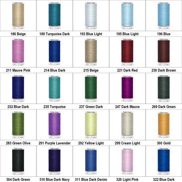 Gutermann 250m Polyester Sew All Thread 120 Color Normal Sewing 1 or 2 Reel 542D