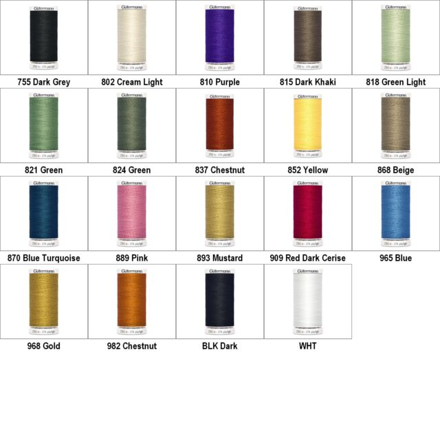 Gutermann 250m Polyester Sew All Thread 120 Color Normal Sewing 1 or 2 Reel 542D