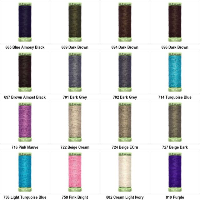 Gutermann Top Stitch Thick Thread 30m Colours 369 to 999 Part 2 548D