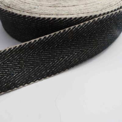 Black and White Webbing Upholstery 50mm 2 inch Jute Cotton 994