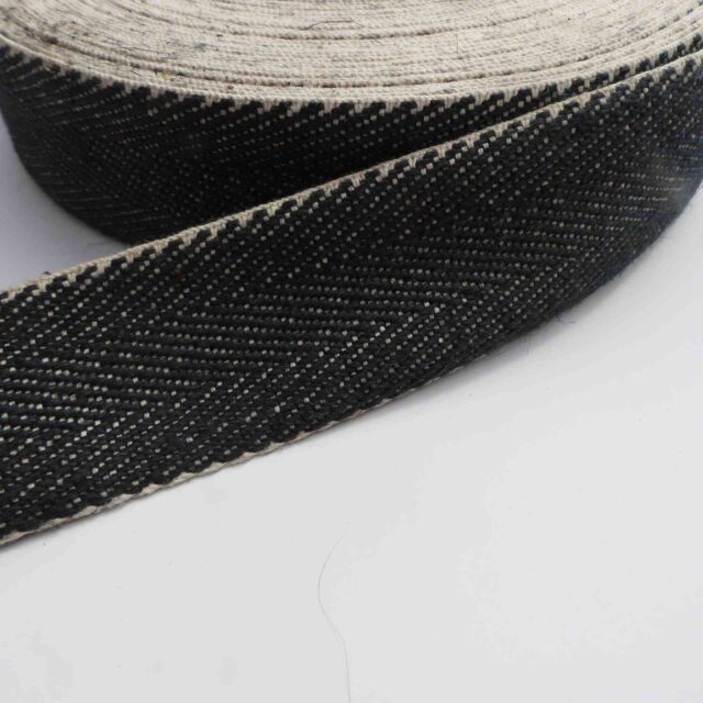 Black and White Webbing Upholstery 50mm 2 inch Jute Cotton 994