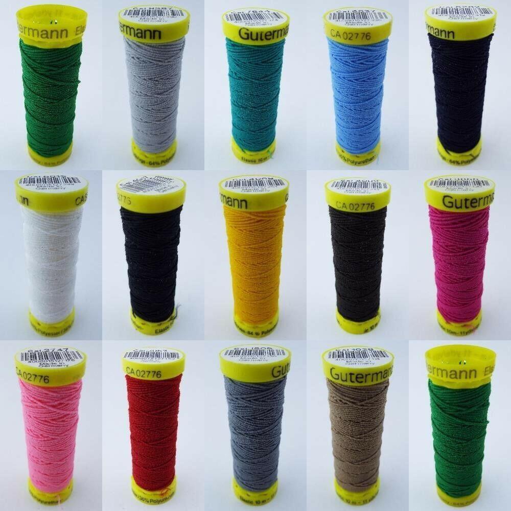 14 COLOUR Gutermann 10m Shirring Elastic Sewing Thread Cuff Knitting