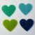 4 Green Blue Hearts 4cm flt02