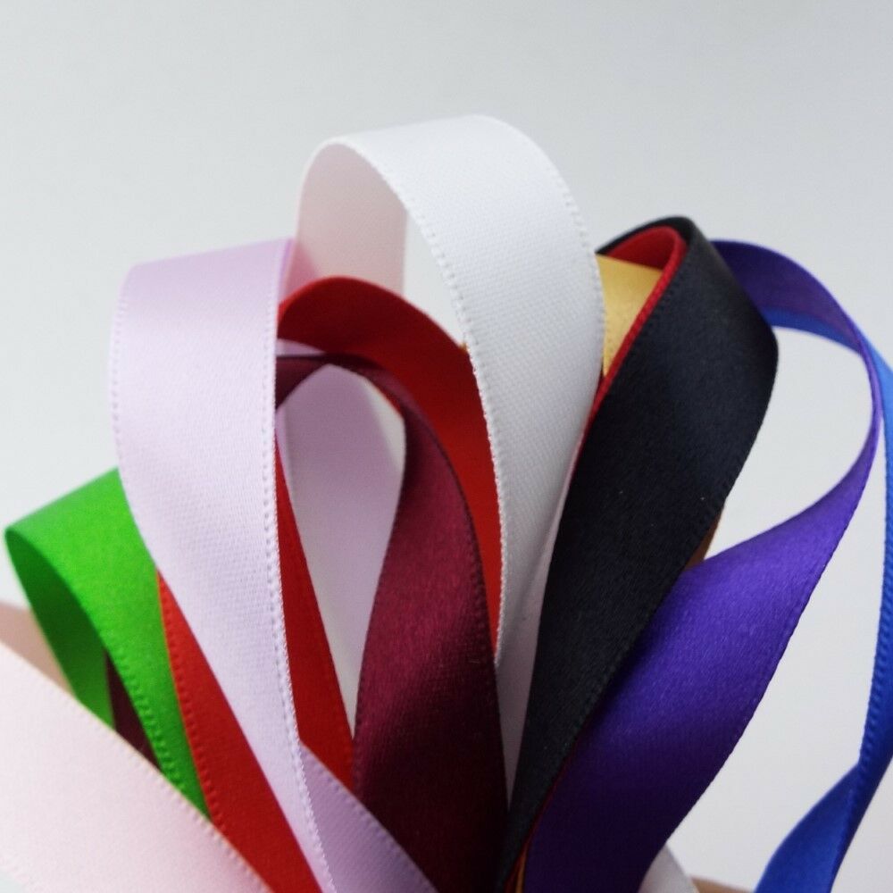 16 COLOUR Quality 3mm 5m Rolls Double Sided Satin Ribbon Thin Washable ...