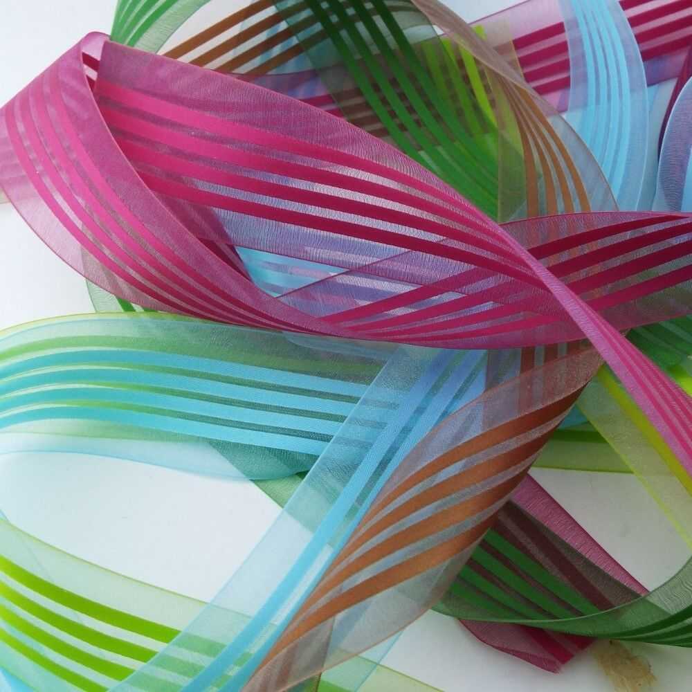 Colour Wide Mm Multi Stripe Satin Organza Sheer Ribbon Bow Buy M Ukhaberdashery