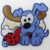 Blue Dog with Toys 60 by 55