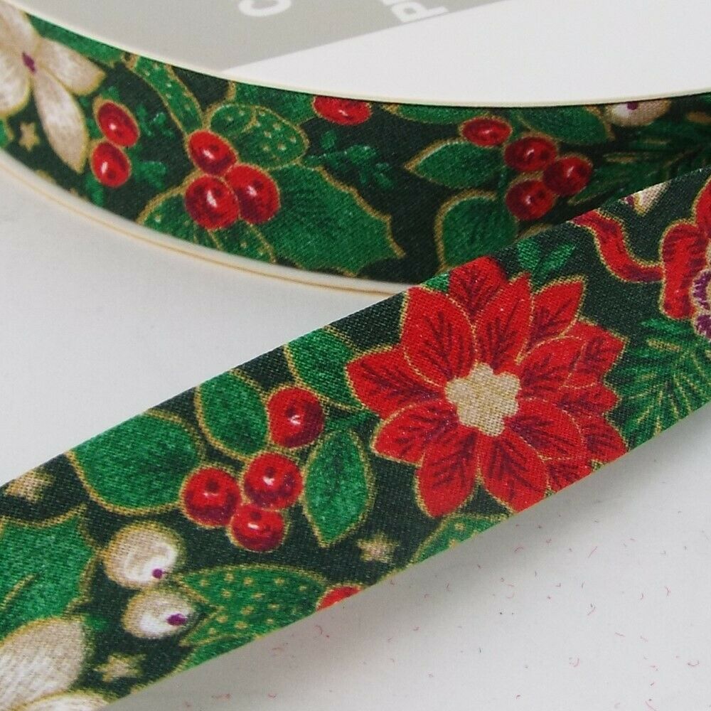 6 DESIGN Cotton Christmas Print 18mm Bias Binding Edging Bunting BUY 1