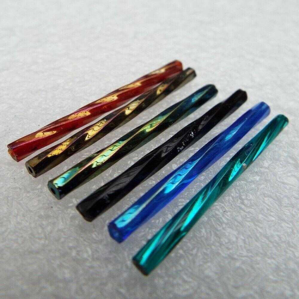 6 COLOUR 30mm Bugle Beads Czech Twisted Craft Beadwork Jewellery BUY