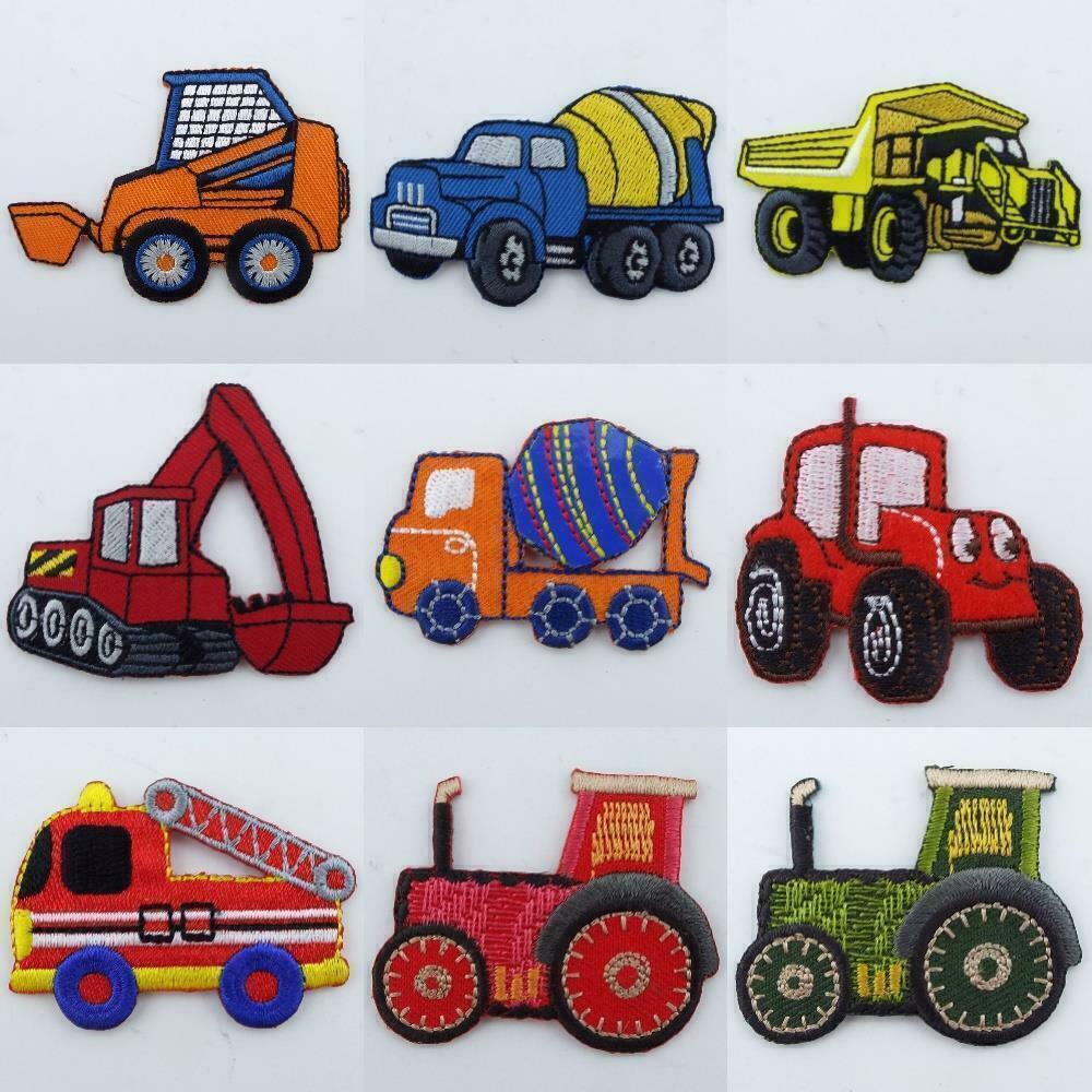 9 DESIGN Quality Iron or Sew On Work Vehicles Farm Road Emergency Patch ...