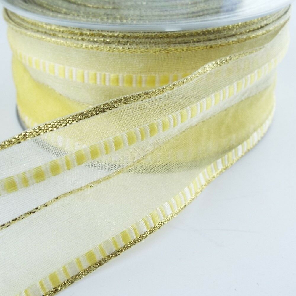 16 Styles Christmas Ribbon Gold Organza Wired Metallic Lame Cream Buy 1 