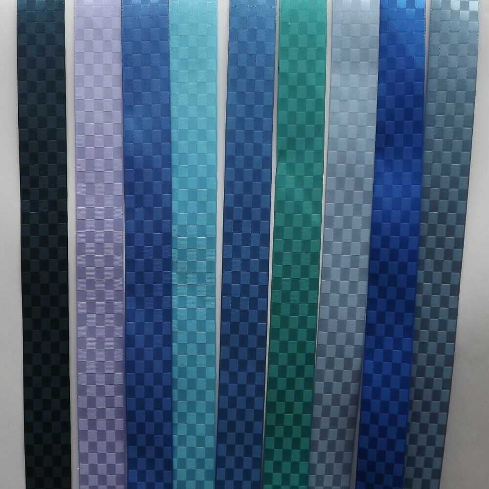 25mm Satin Chequered Ribbon Gingham Square Cube Blue BUY 1 2 4 8m+ 9 ...