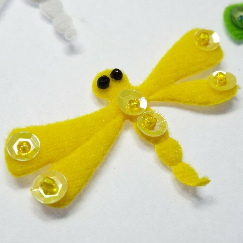 Fuzzy Fabric Dragonfly Motif Sew On Costume Craft Sequin Bead Accent