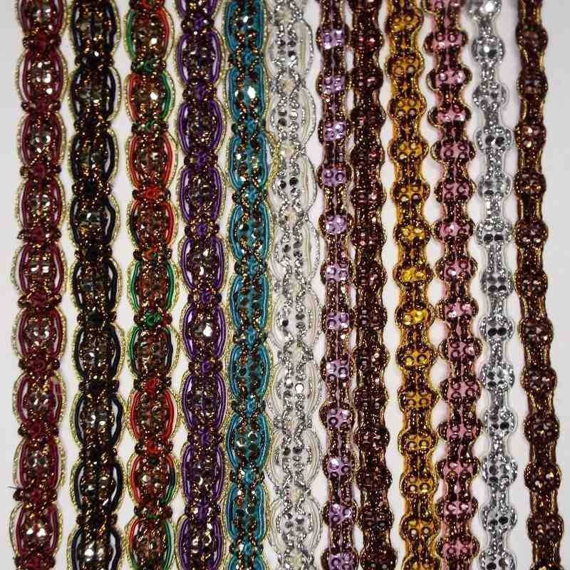 12 COLOUR 10mm 15mm Metallic Sequin Braid Gimp Bronze Costume Trim 1 2