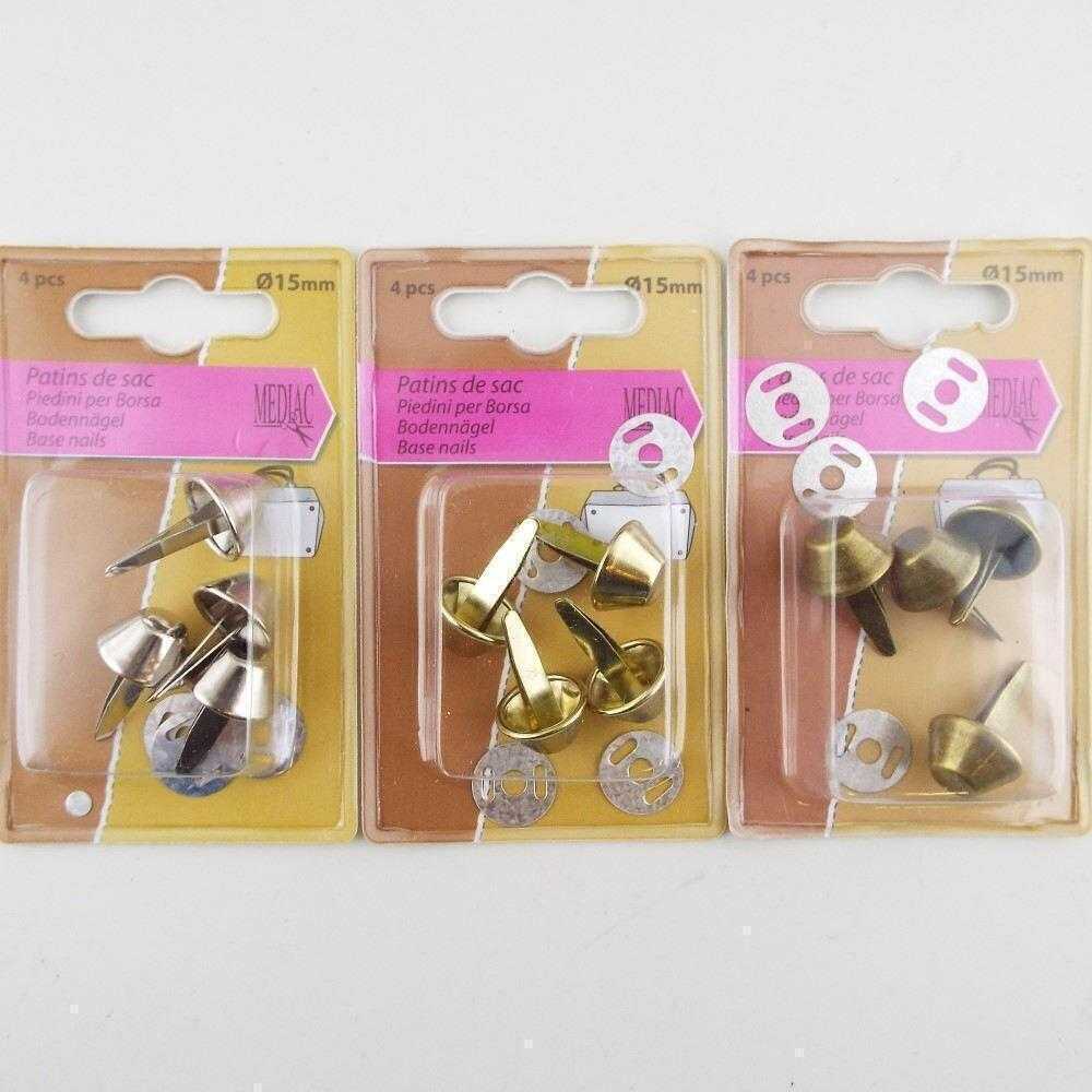 3 COLOUR 4x 15mm Metal Bag Bottom Base Protector Feet Studs KIt BUY 1 2