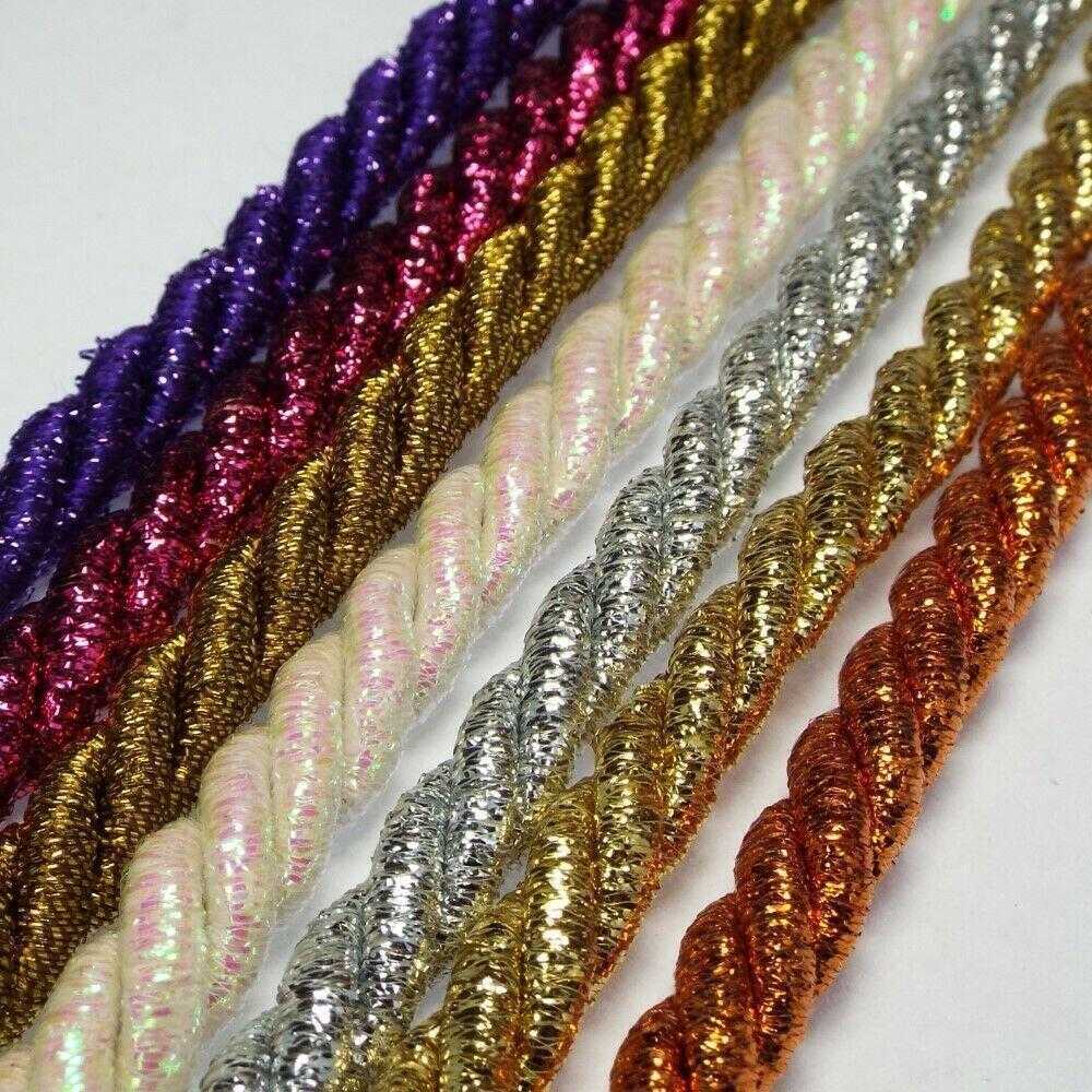 7mm Metallic Glitter Sparkle Cord Rope Costume Barley Twist Shiny ...
